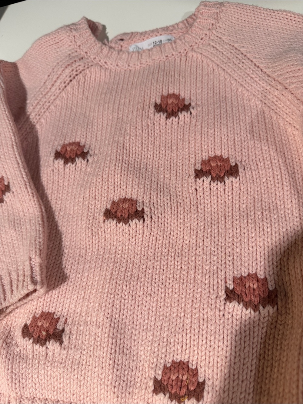 Zara Pink Knit Sweater with Rose Dot Motif